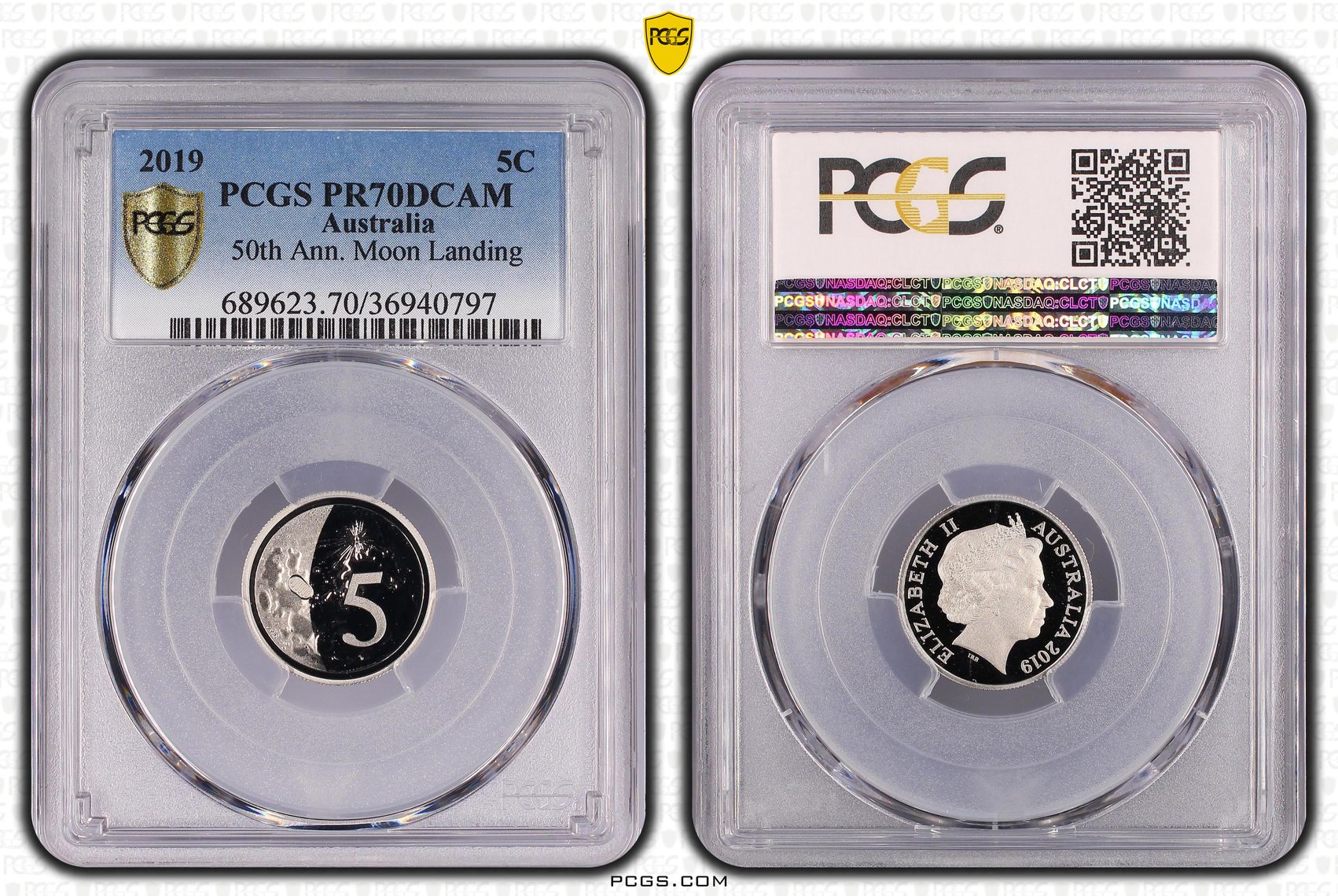 2019 Australia Five Cent, 5c 50th Ann. Moon Landing PCGS - PR70DCAM POP 47/0 -797