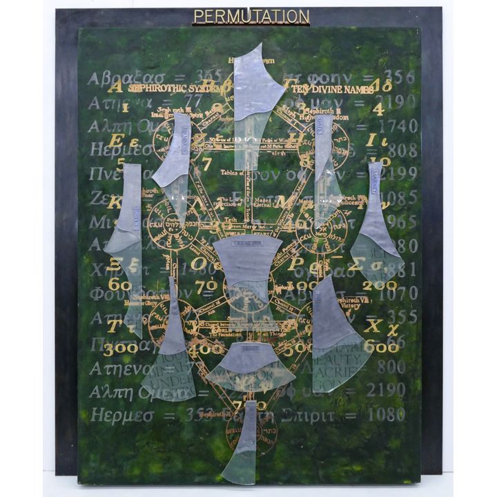 Dennis Evans ''Permutation'' Mixed Media with Applied Glass