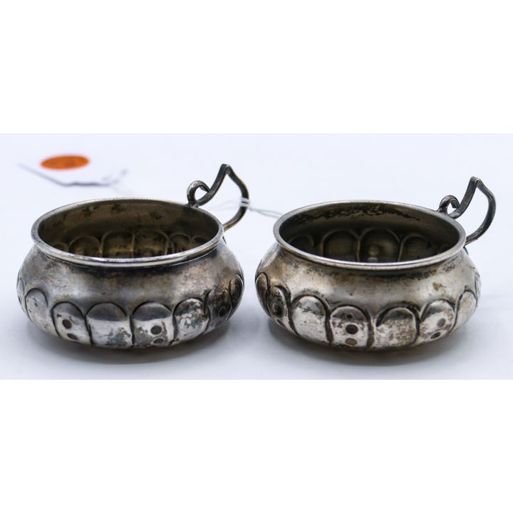 Pair Antique Continental Silver Tastevins 3'' - 98 Grams TW