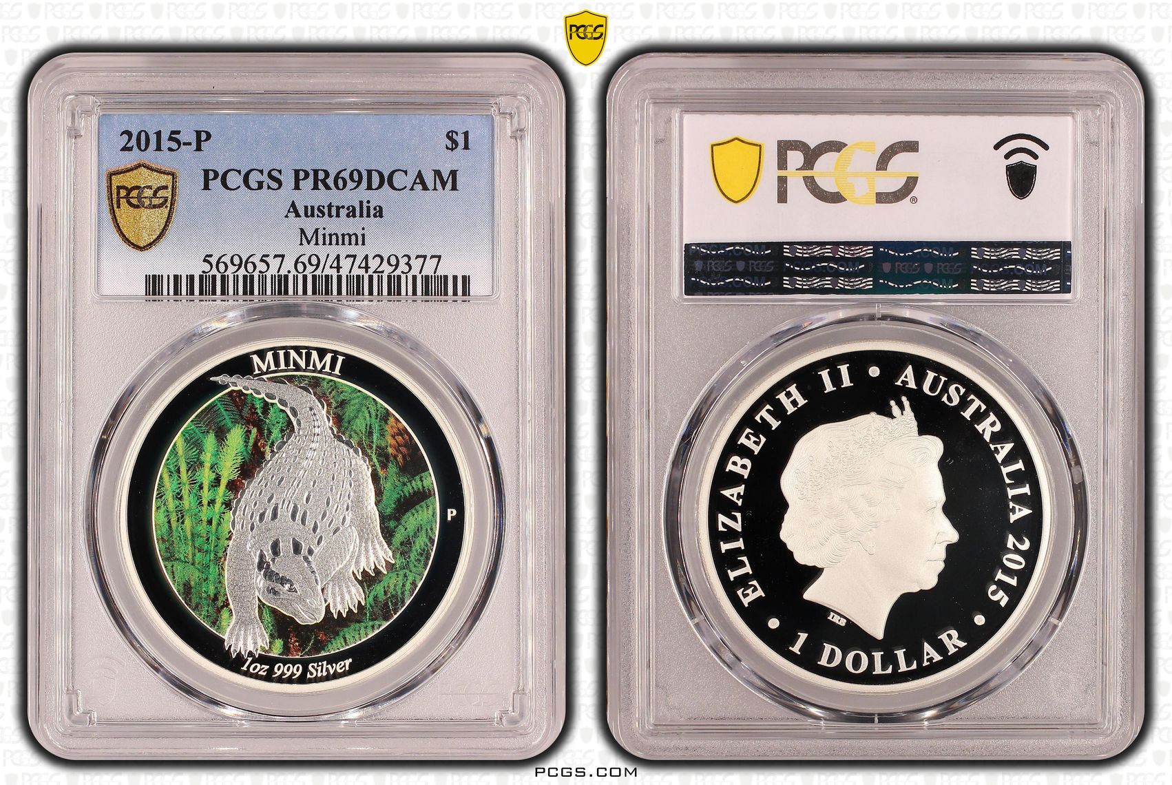Minmi, One Dollar, 2015-P, PCGS PR69DCAM