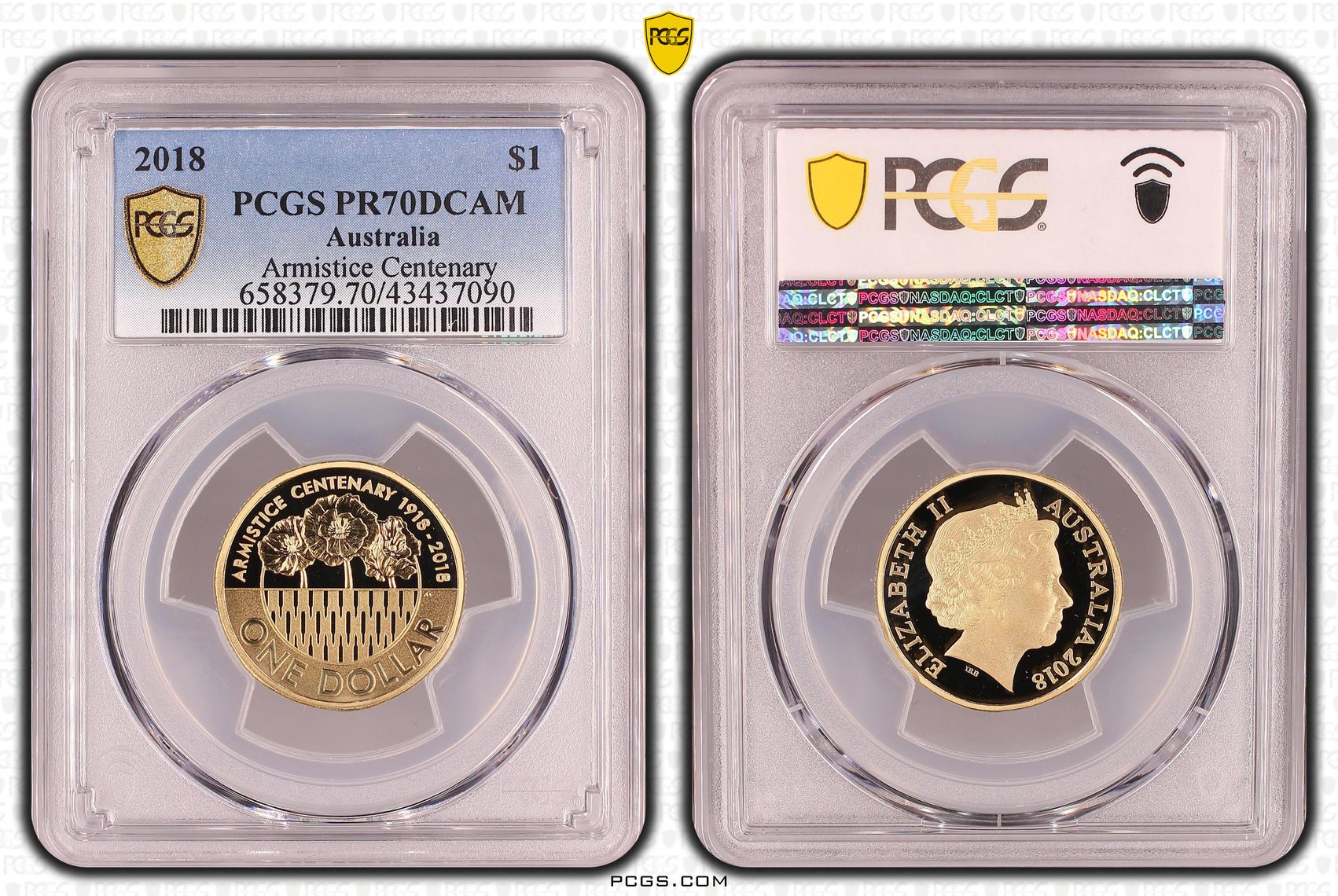 Elizabeth II, Armistice Centenary, One Dollar, PR70DCAM , 2018 PCGS POP - 31/0
