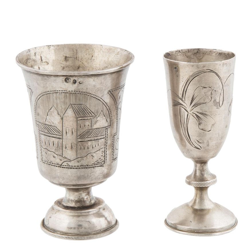 Dwa kieliszki kiduszowe, Rosja, Moskwa, 1899 r  i 1908-1917 r.