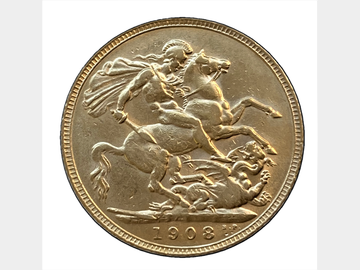 1908 EDWARD VII LONDON MINT GOLD SOVEREIGN