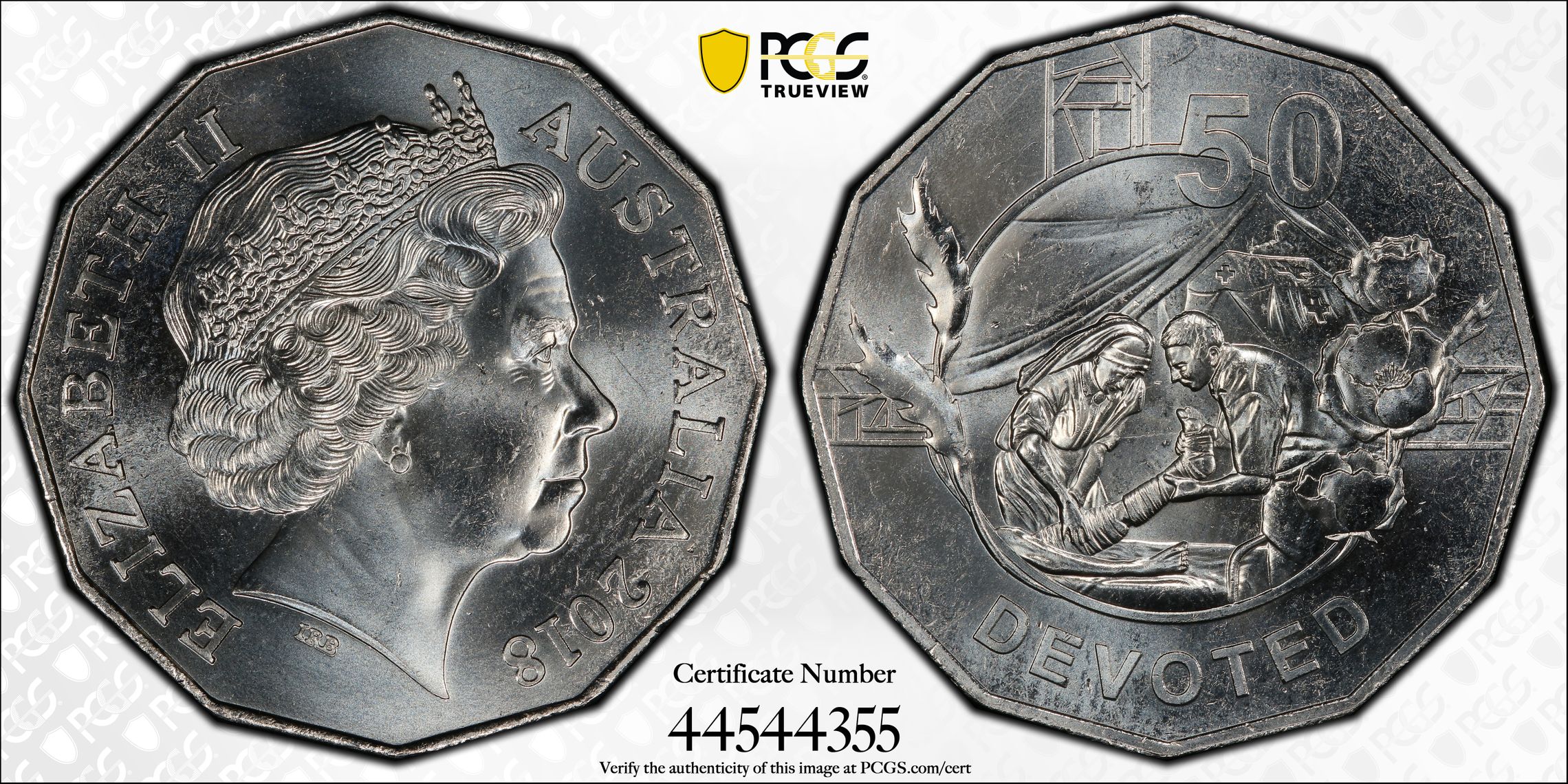 2018 Australia Fifty Cent, 50c Anzac Spirit - Devoted PCGS - MS64 -355