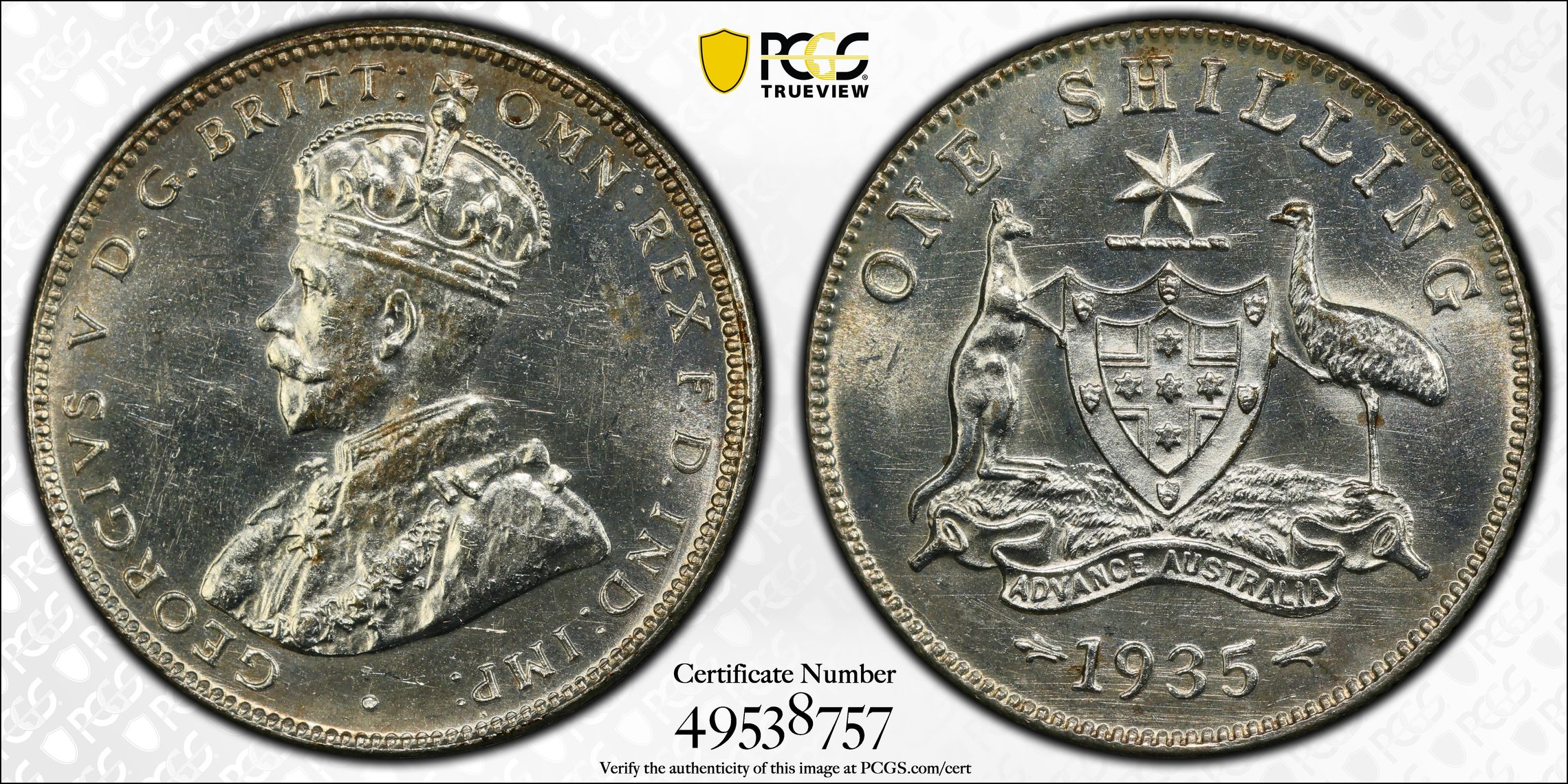 George V, Shilling, 1935, PCGS MS63