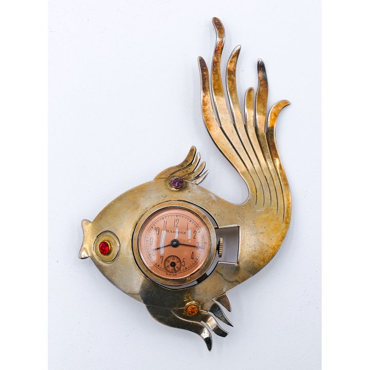 Art Deco Sterling Harman Fish Brooch 3.5'' - 22 Grams