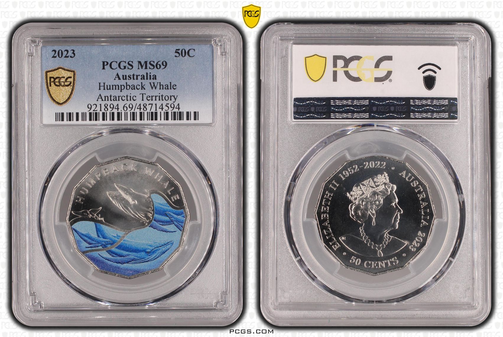 Humpback Whale Colourised Antarctic Territory, Fifty Cent, 2023, MS69