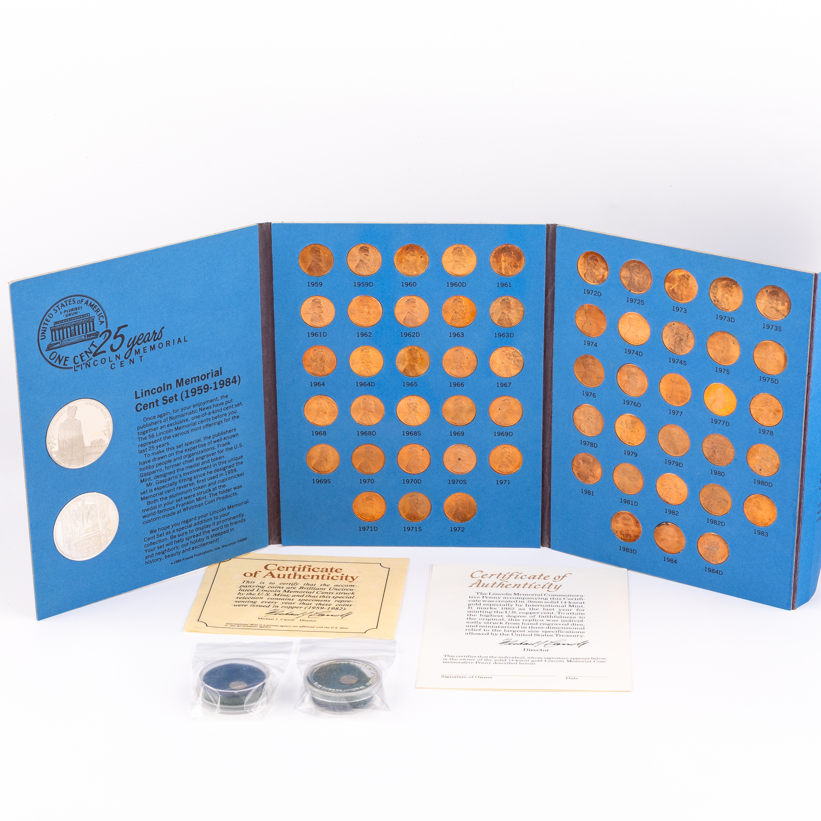 United States, 25 years - Lincoln Memorial Cent Folder, One Cent, 1959 - 1984, UNC