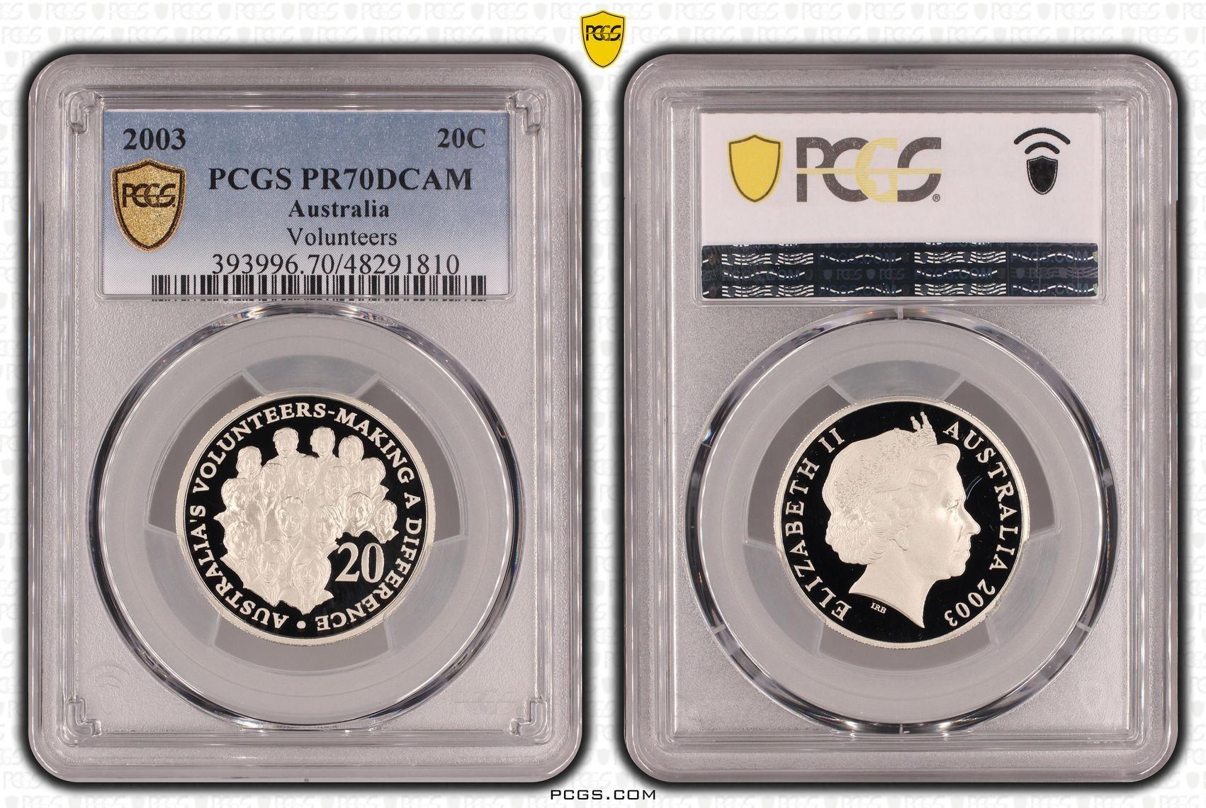 Volunteers, Twenty Cent, 2003, PCGS PR70DCAM