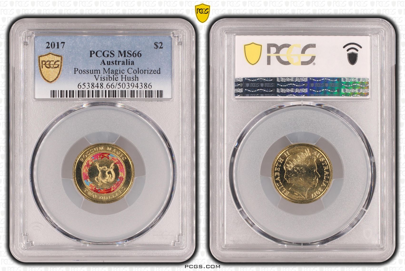 396 · Possum Magic - Visible Hush , Two Dollar, 2017, PCGS MS66