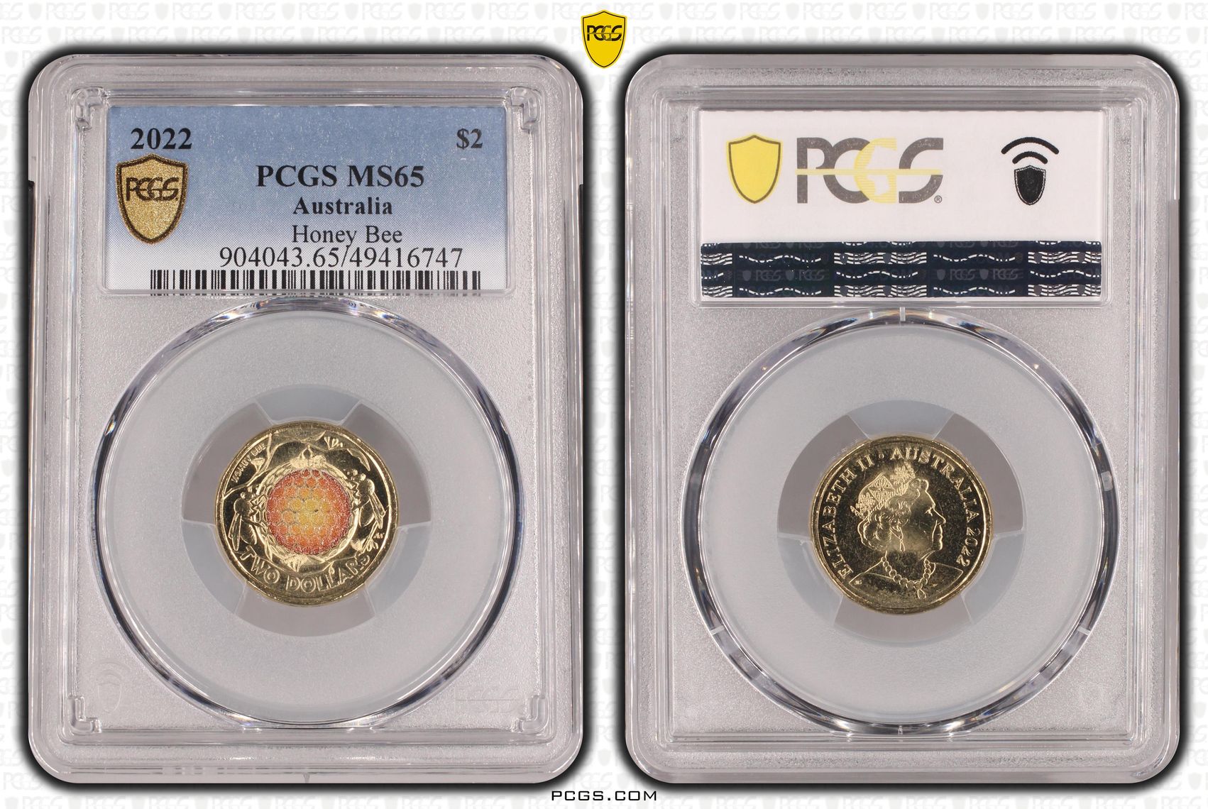 Honey Bee Colorized , Two Dollar, 2022, PCGS MS65