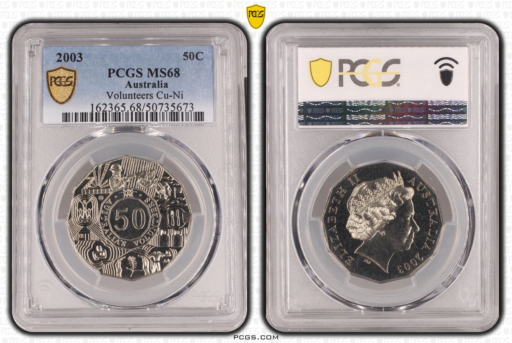 Volunteers Cu-Ni , Fifty Cent, 2003, PCGS MS68