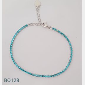 Sterling Silver Aqua Colour Cz Tennis Bracelet - 51533/231
