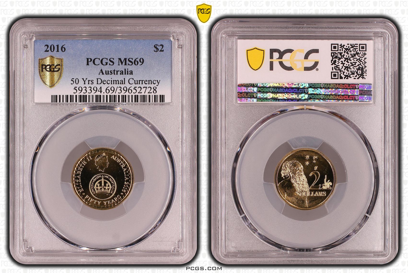 2016 Australia Two Dollar, $2 50 Yrs Decimal Currency PCGS - MS69 POP 2/0 -728