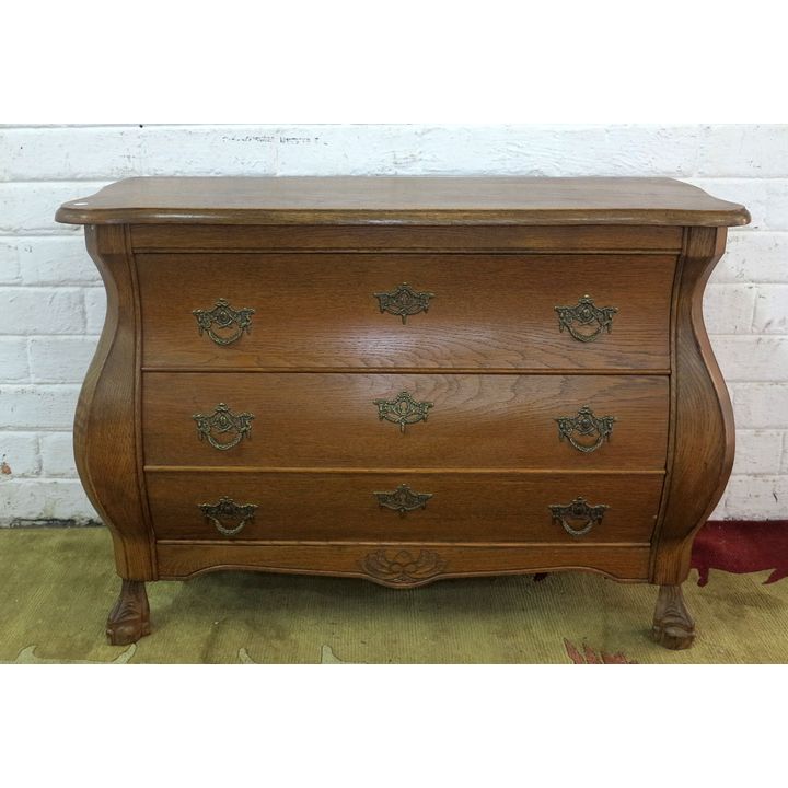SMALL DUTCH OAK BOMBE COMMODE