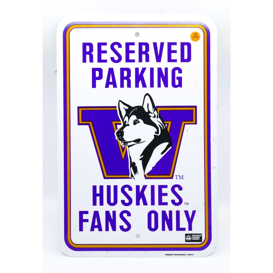 University of Washington Huskies Reserved Parking Sign 18'' x 12''