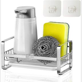 JIANGWAVET SPONGE HOLDER,SUS304 STAINLESS STEEL RUST PROOF SOAP HOLDER FOR KITCHEN SINK,KITCHEN SINK ORGANIZER, SINK CADDY, SINK T