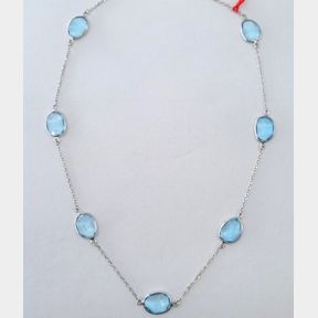 7 LARGE OPAL TOPAZ IN 18CT WHITE GOLD NECKLACE - 51611/156