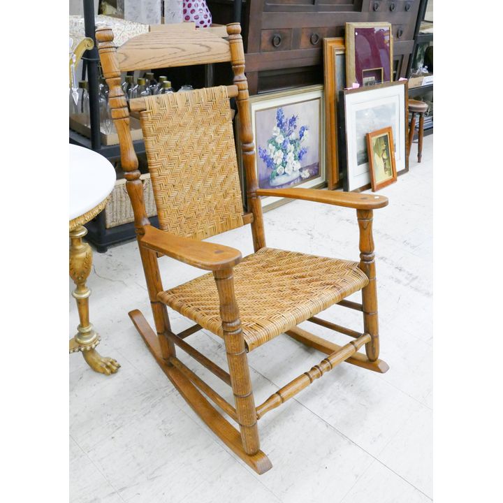 Greg Hawkins Custom Made Oak Rocking Chair- 45x28x33''