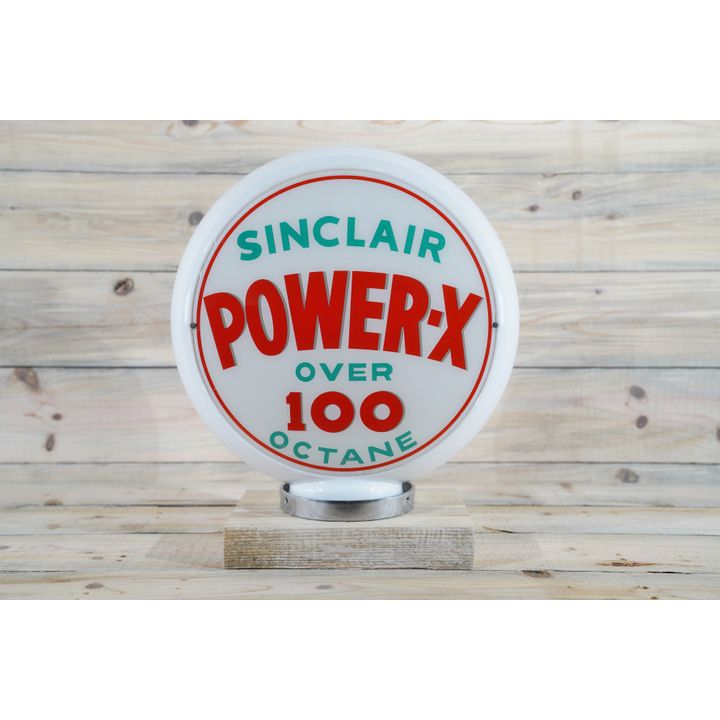 Sinclair Power-X Over 100 Octane Gas Globe & 13.5" Lenses TAC 8.9