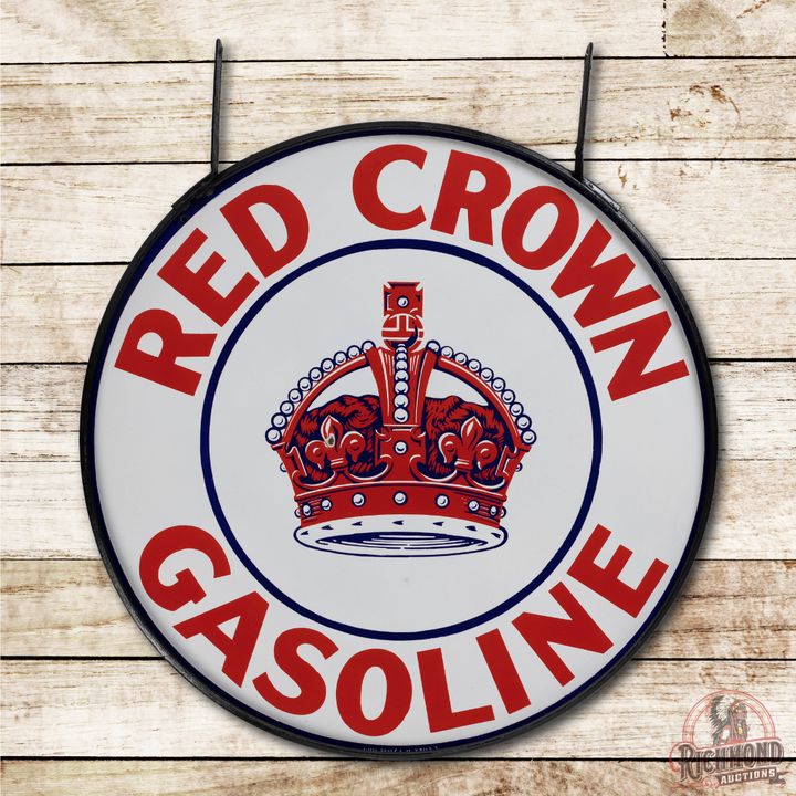 42" Red Crown Gasoline Double Sided Porcelain Sign & Ring TAC 9C