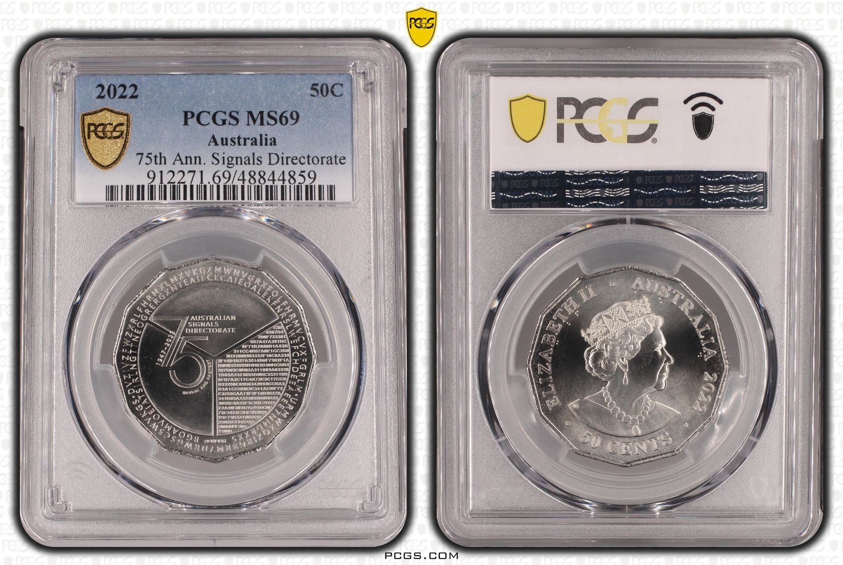 75th Ann. Signals Directorate , Fifty Cent, 2022, PCGS MS69