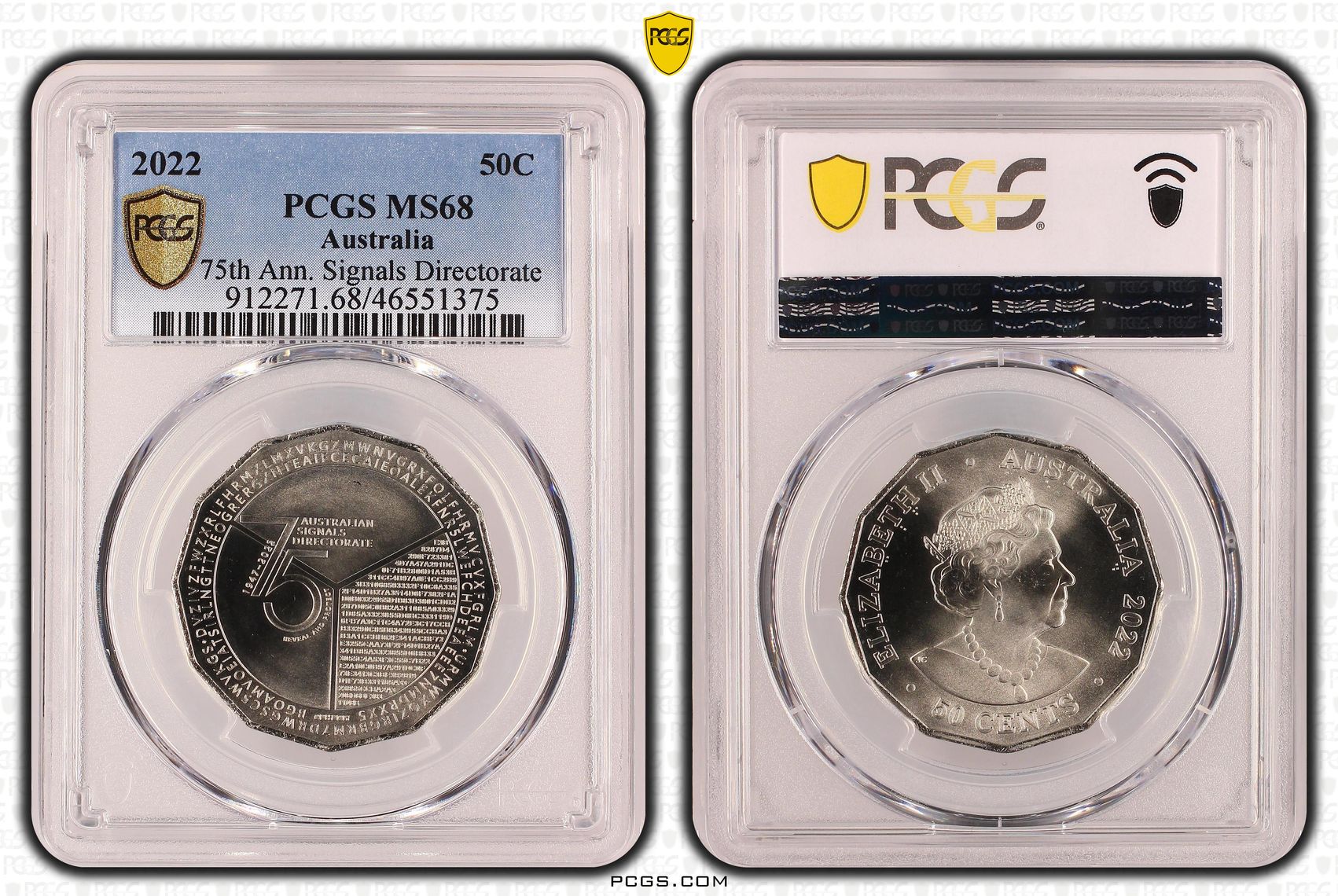 75th Ann. Signals Directorate , Fifty Cent, 2022, PCGS MS68