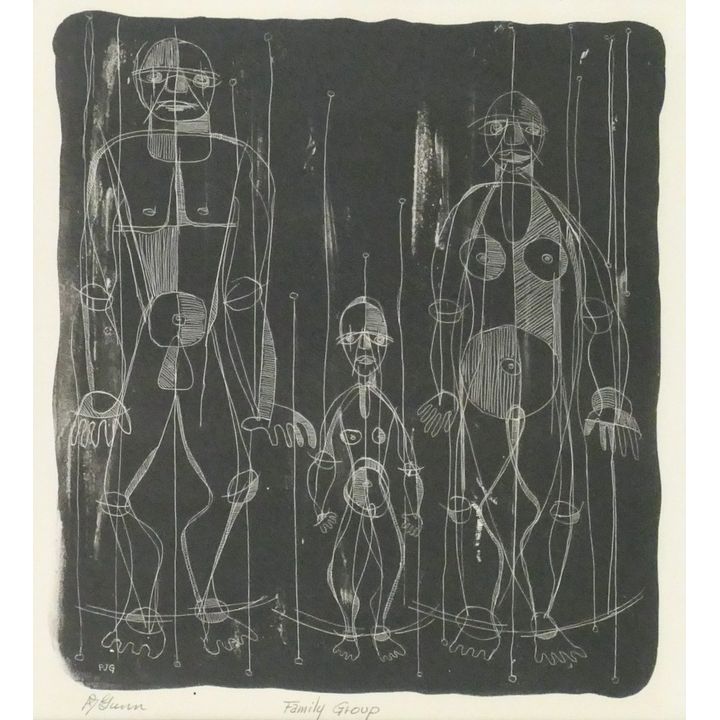 Paul Gunn ''Family Group'' 1950 Lithograph