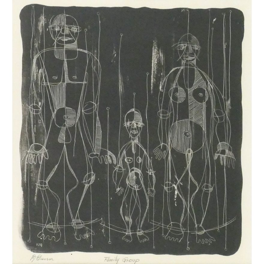 Paul Gunn ''Family Group'' 1950 Lithograph