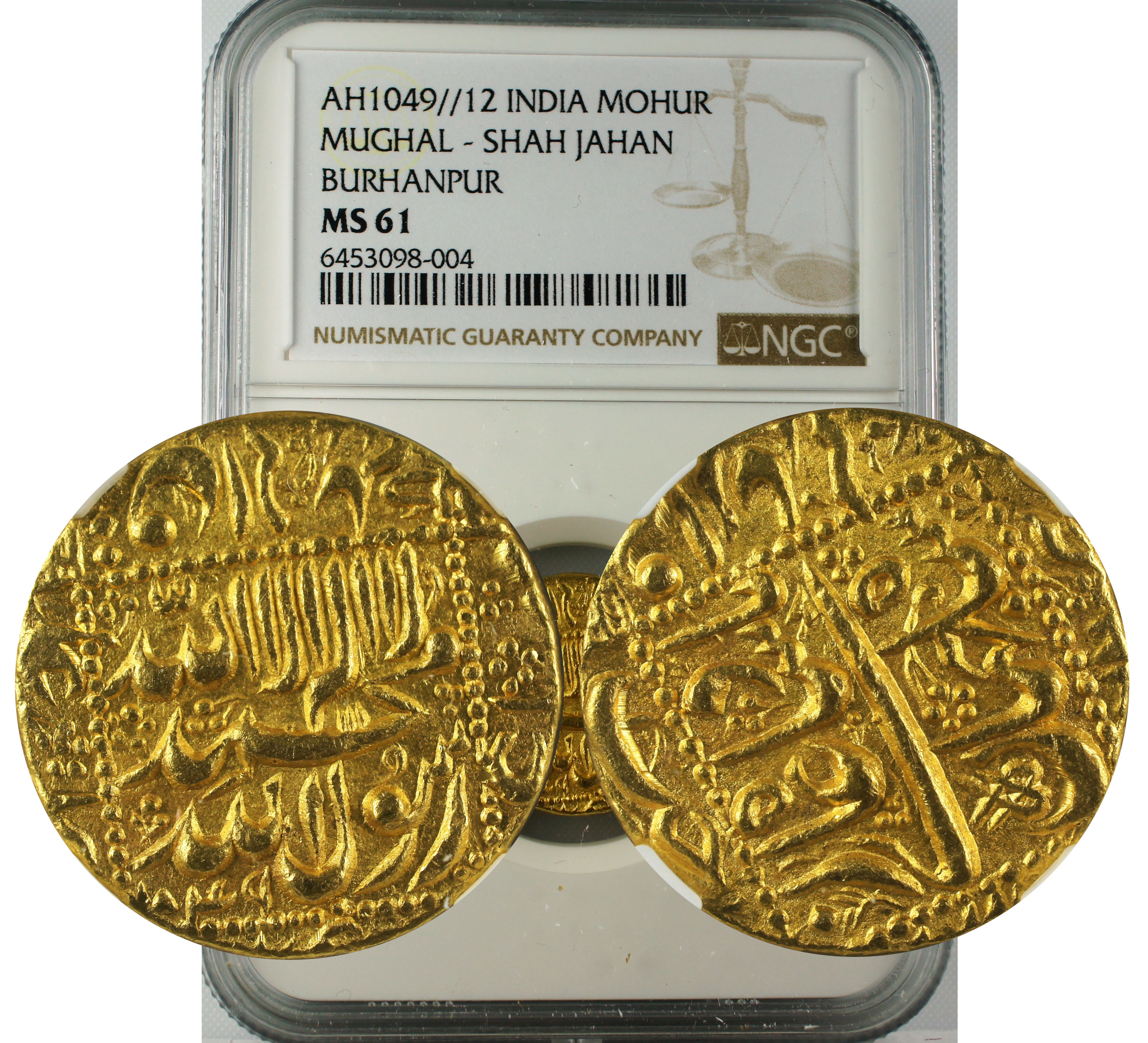 AH 1049//12 INDIA MOHUR MUGHAL-SHAH JAHAN BURHANPUR MS61