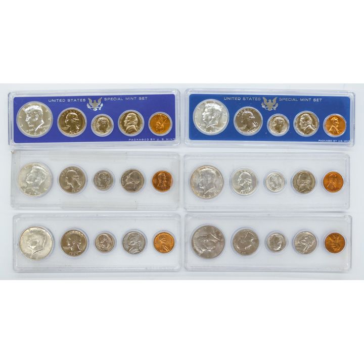 Box 6pc US Specila Mint Coin Sets 1964-67, 1981