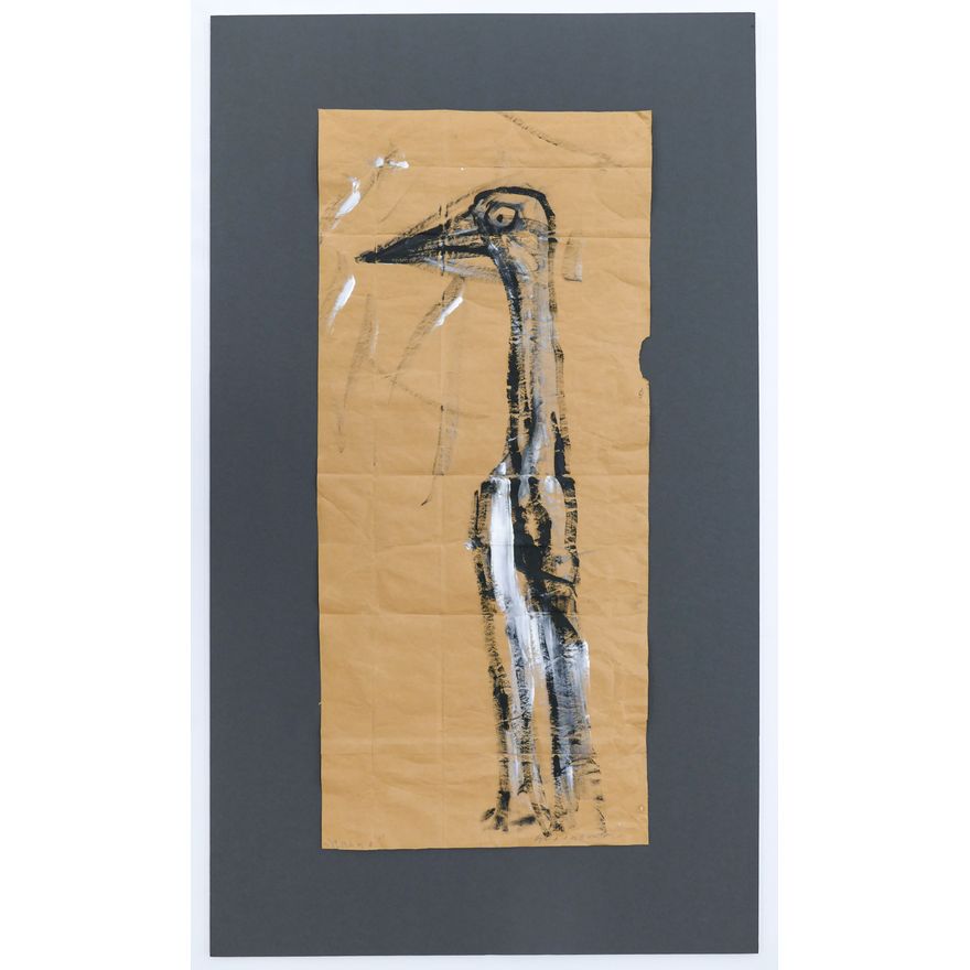 Jay Steensma ''Crane'' Signed Oil on Paper Sheet 36''x16.5''