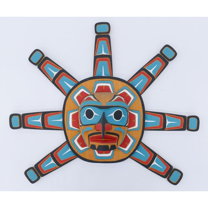 Gary Rice ''Hawk Man in the Sun'' Cedar Mask