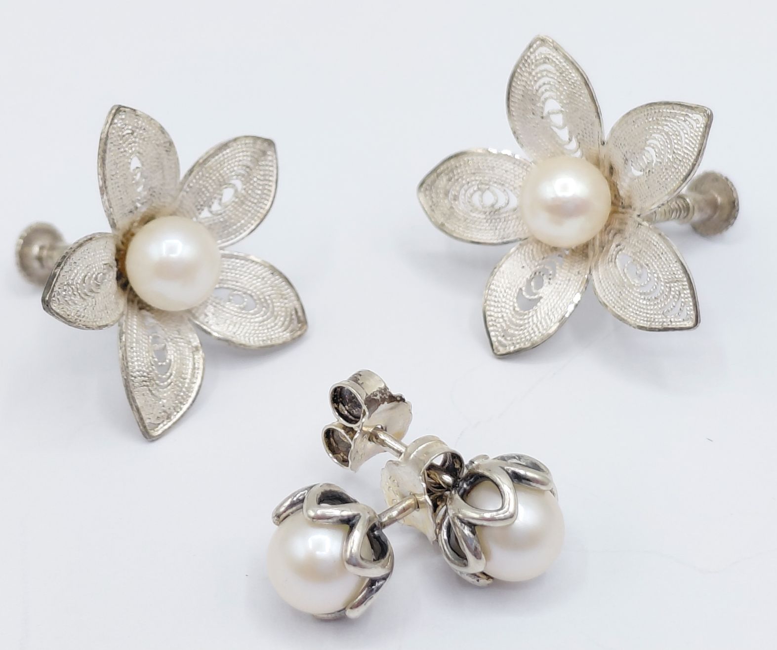 Sterling Silver And Cultured Pearl Earrings