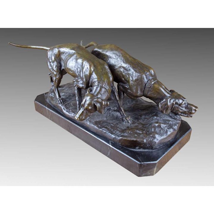 Pair of Hunting Dogs by Jean Pierre Masier (1878-1957)