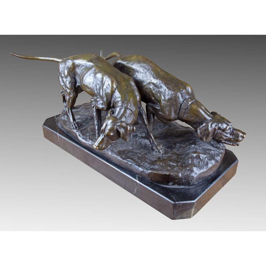 Pair of Hunting Dogs by Jean Pierre Masier (1878-1957)