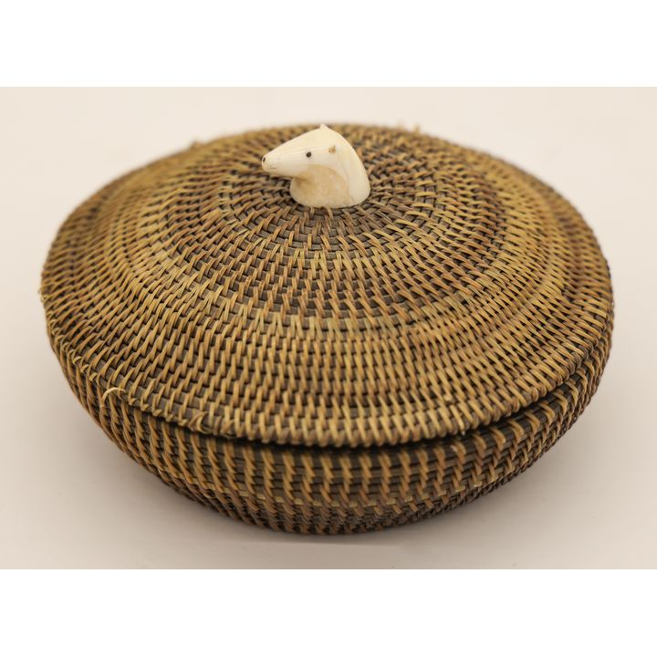 Old Inuit Polar Bear Large Baleen Basket