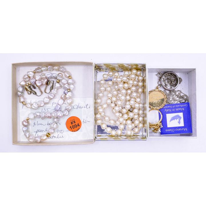 3 Boxes Pearl Necklaces Etc.