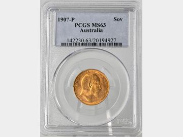 1907 EDWARD VII PERTH MINT GOLD SOVEREIGN MS63