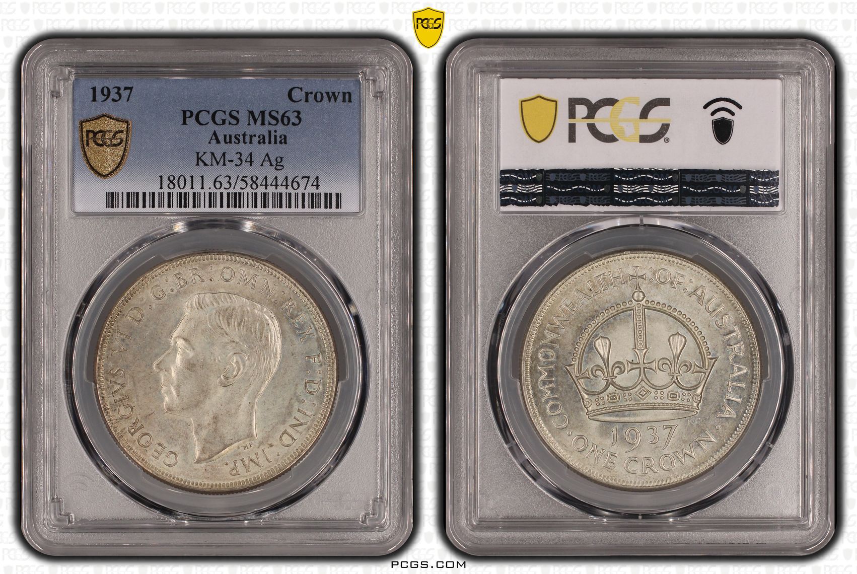George VI, Crown, 1937, PCGS MS63