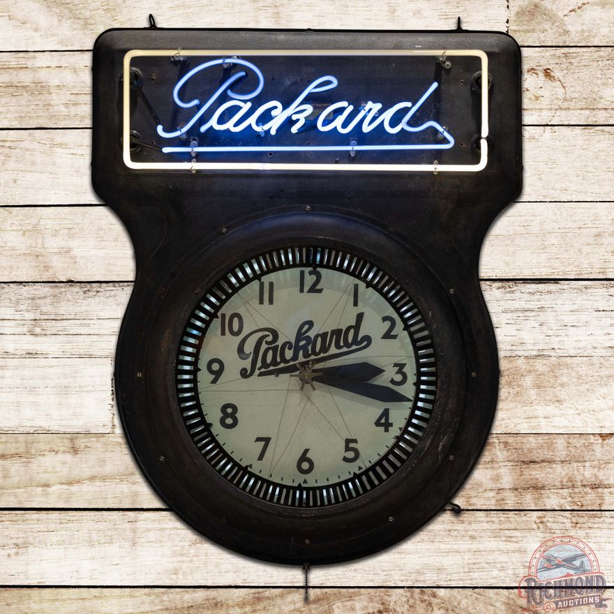 Swihart Packard Neon Advertising Sign w/ Spinner Clock