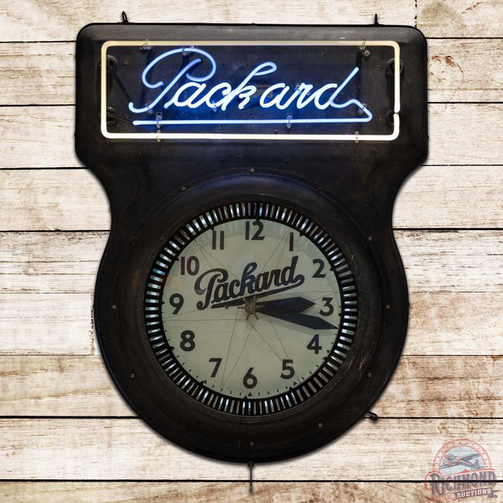 Swihart Packard Neon Advertising Sign w/ Spinner Clock