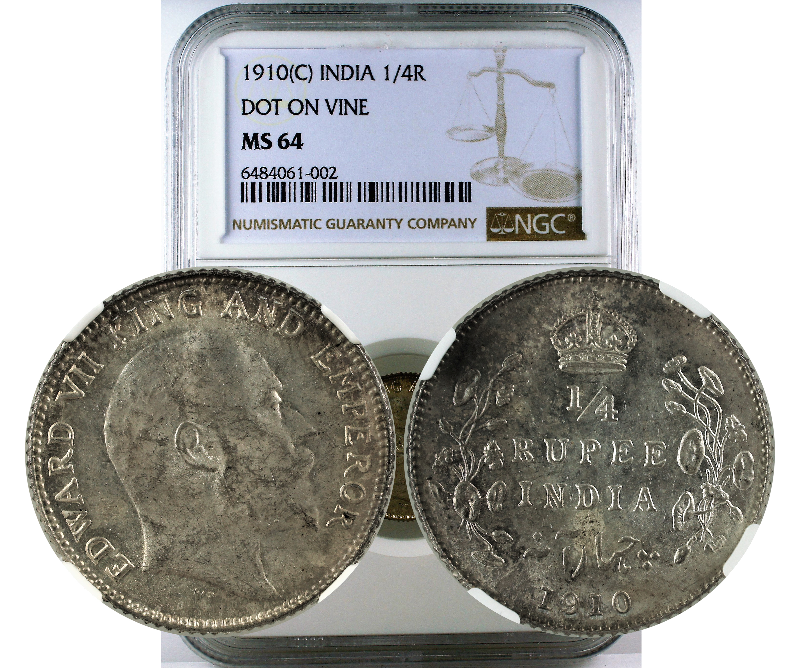 1910(C) INDIA DOT ON VINE 1/4R MS 64