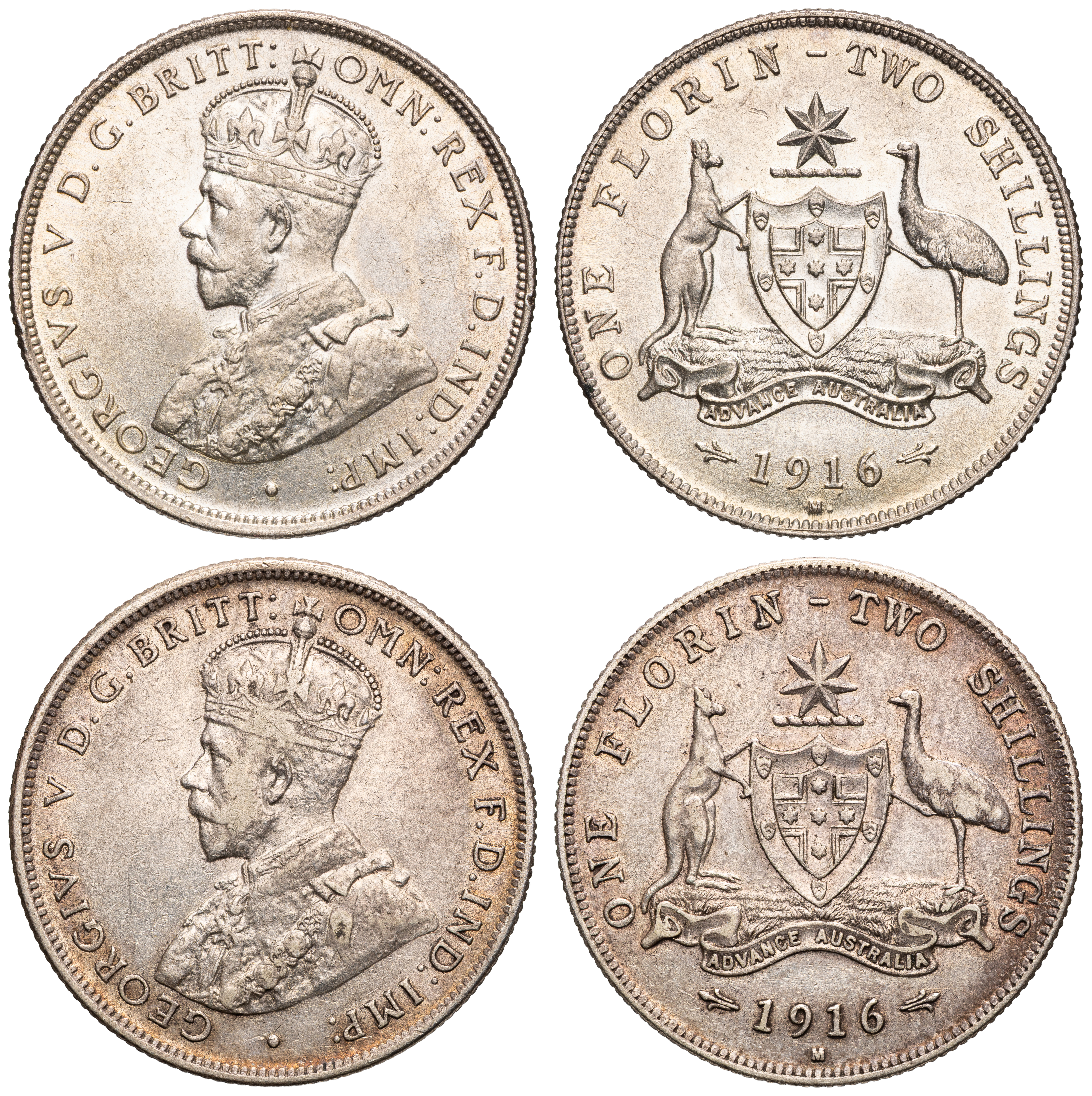 George V, Florin, 1916-M, F - aEF