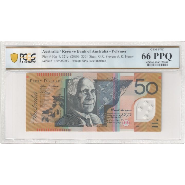 2009 Australia $50 Banknote Stevens/Henry Gem Unc 66 PPQ  - R.521c