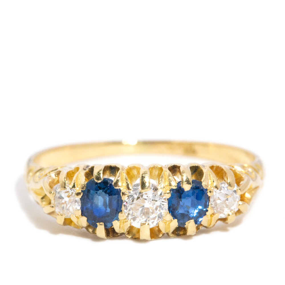 146 · Antique-Style 'London Bridge' Sapphire & Diamond Ring