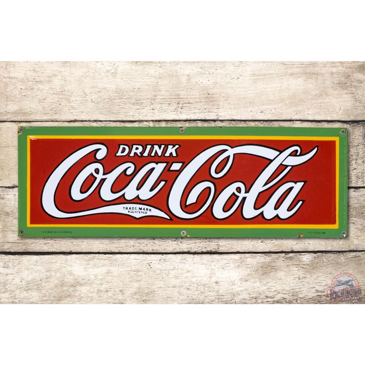 1929 Drink Coca-Cola Porcelain Sign TAC 9.25