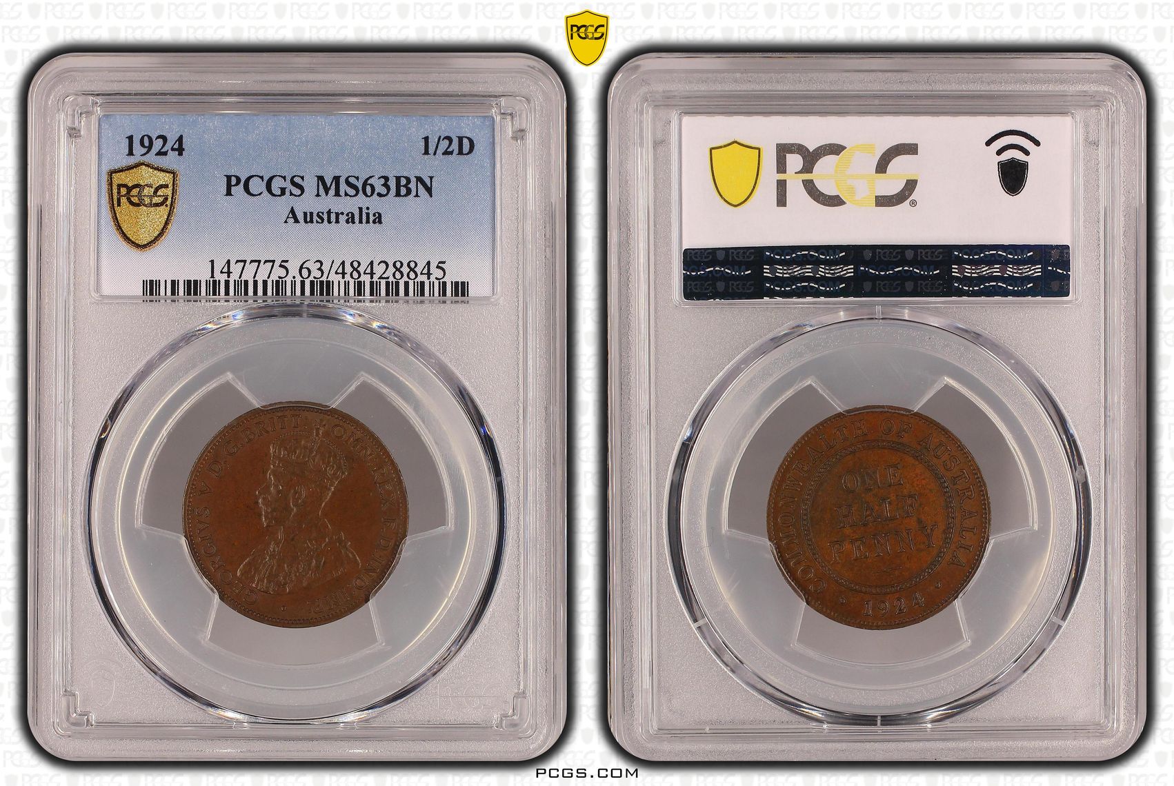 Halfpenny, 1924, PCGS MS 63BN