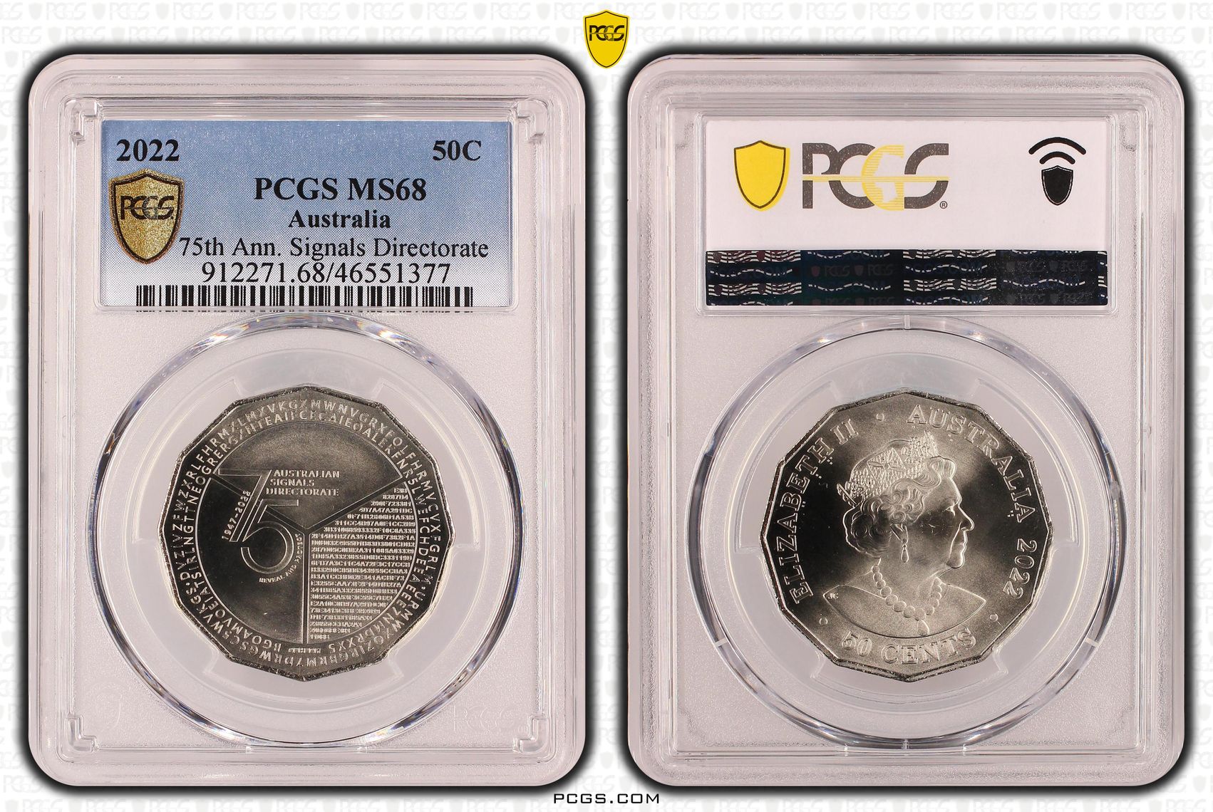 75th Ann. Signals Directorate , Fifty Cent, 2022, PCGS MS68