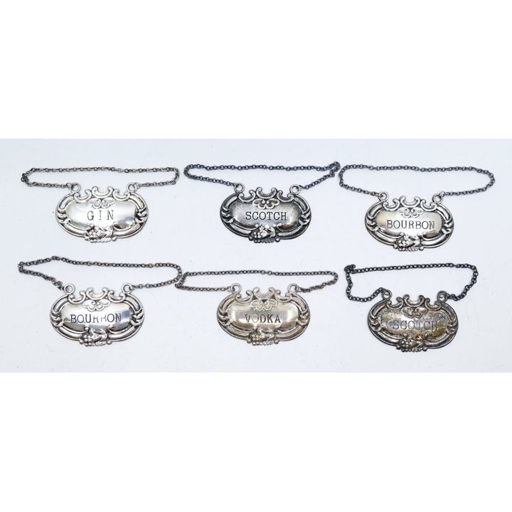Box American Sterling Liquor Tags 6pc - 51 Grams TW